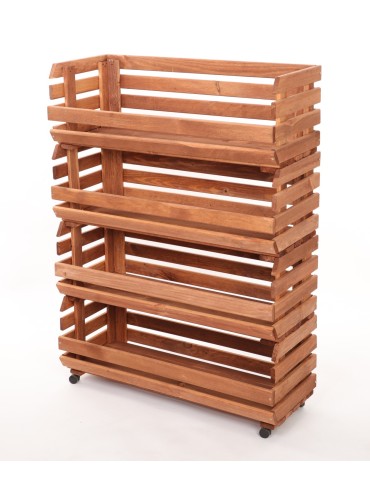 Skrzynie i skrzynki drewniane - Skrzynki na warzywa na kółkach RAWA /szer.77cm - Brązowe - product 3