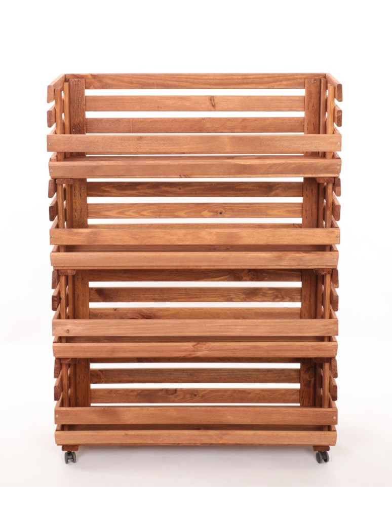 Skrzynie i skrzynki drewniane - Skrzynki na warzywa na kółkach RAWA /szer.77cm - Brązowe - product b2b.wamar.biz 4