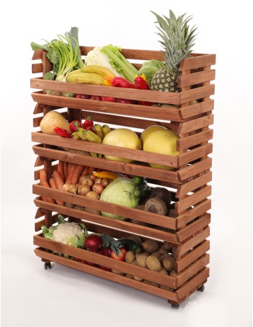 Skrzynie i skrzynki drewniane - Skrzynki na warzywa na kółkach RAWA /szer.77cm - Brązowe - product 6