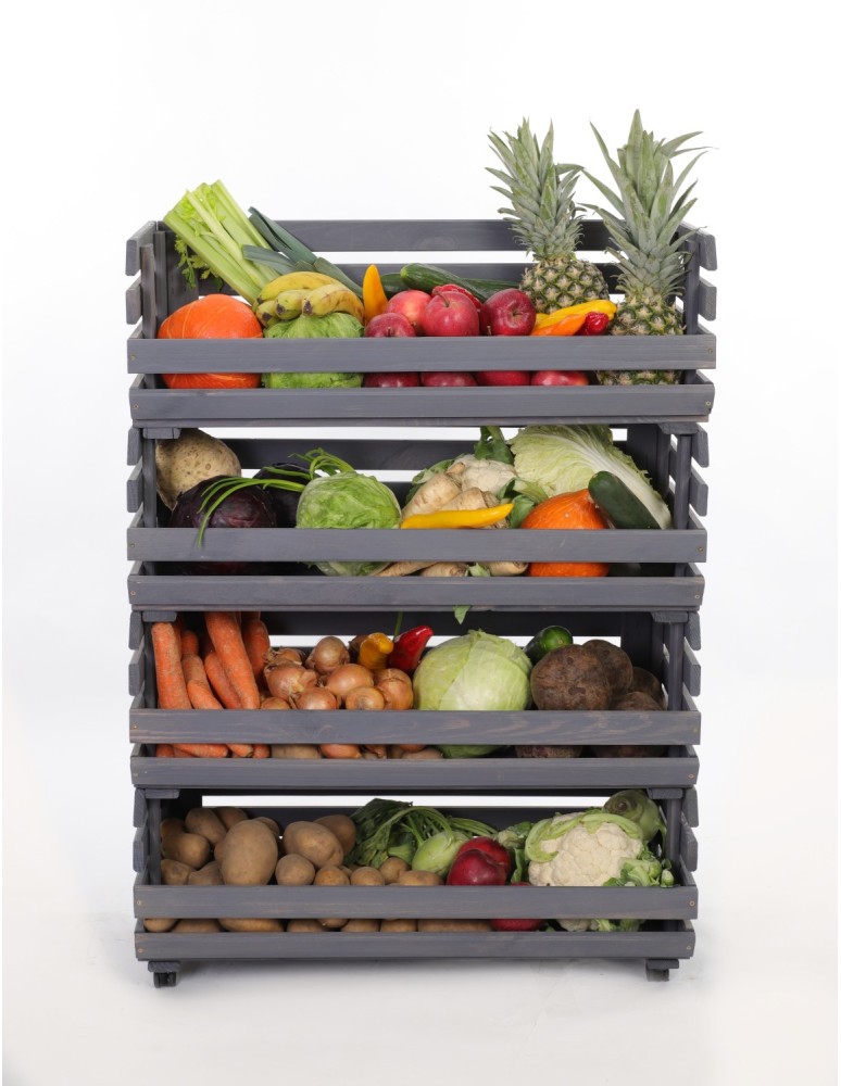 Skrzynie i skrzynki drewniane - Skrzynki na warzywa na kółkach RAWA /szer.77cm - Szare - product b2b.wamar.biz 2