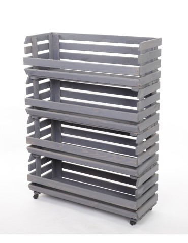 Skrzynie i skrzynki drewniane - Skrzynki na warzywa na kółkach RAWA /szer.77cm - Szare - product 3