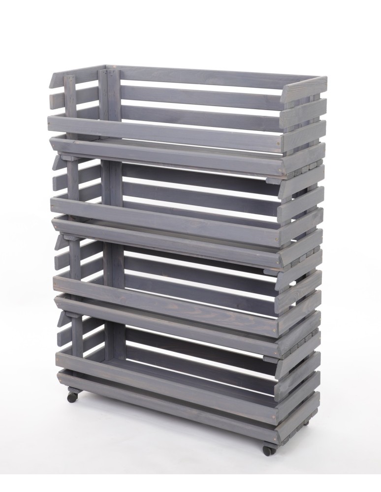 Skrzynie i skrzynki drewniane - Skrzynki na warzywa na kółkach RAWA /szer.77cm - Szare - product b2b.wamar.biz 3