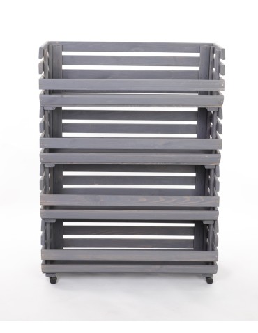 Skrzynie i skrzynki drewniane - Skrzynki na warzywa na kółkach RAWA /szer.77cm - Szare - product 4