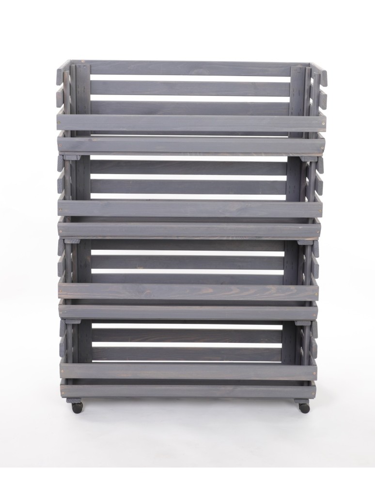 Skrzynie i skrzynki drewniane - Skrzynki na warzywa na kółkach RAWA /szer.77cm - Szare - product b2b.wamar.biz 4