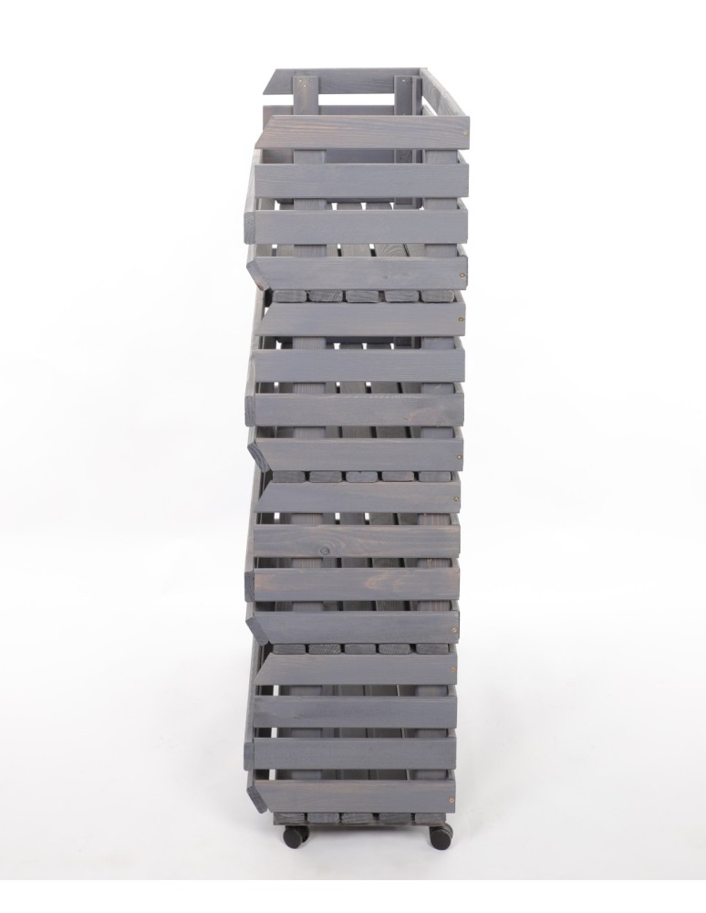 Skrzynie i skrzynki drewniane - Skrzynki na warzywa na kółkach RAWA /szer.77cm - Szare - product b2b.wamar.biz 5