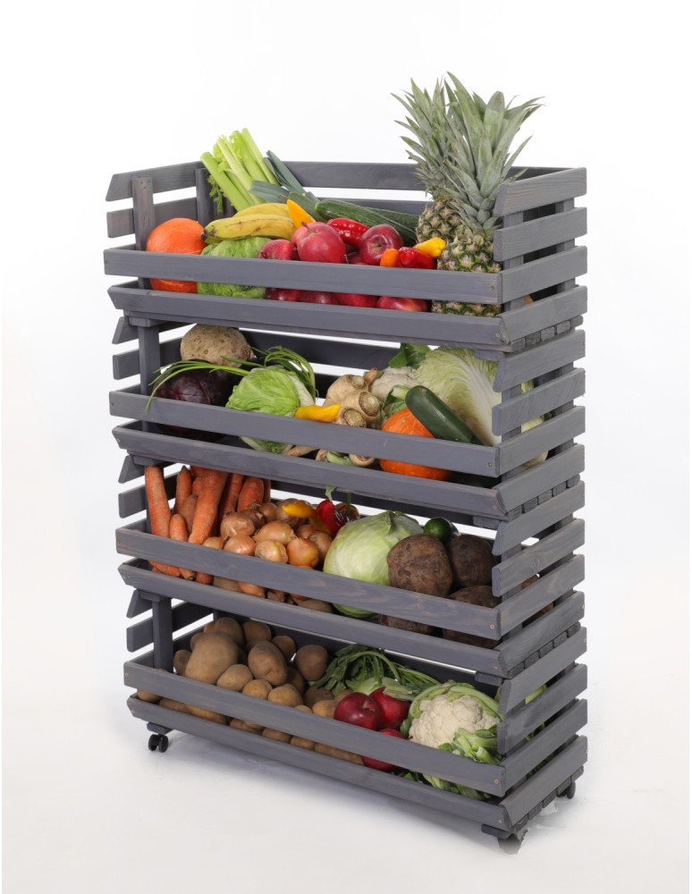 Skrzynie i skrzynki drewniane - Skrzynki na warzywa na kółkach RAWA /szer.77cm - Szare - product b2b.wamar.biz 6