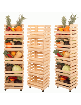 Skrzynki na warzywa na kółkach RAWA /szer.37cm - Naturalne