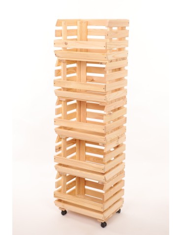 Skrzynie i skrzynki drewniane - Skrzynki na warzywa na kółkach RAWA /szer.37cm - Naturalne - product 3