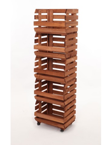 Skrzynie i skrzynki drewniane - Skrzynki na warzywa na kółkach RAWA /szer.37cm -Brązowe - produkt 3