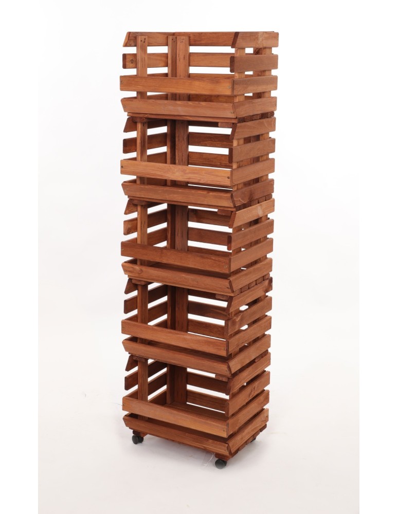 Skrzynie i skrzynki drewniane - Skrzynki na warzywa na kółkach RAWA /szer.37cm -Brązowe - produkt b2b.wamar.biz 3