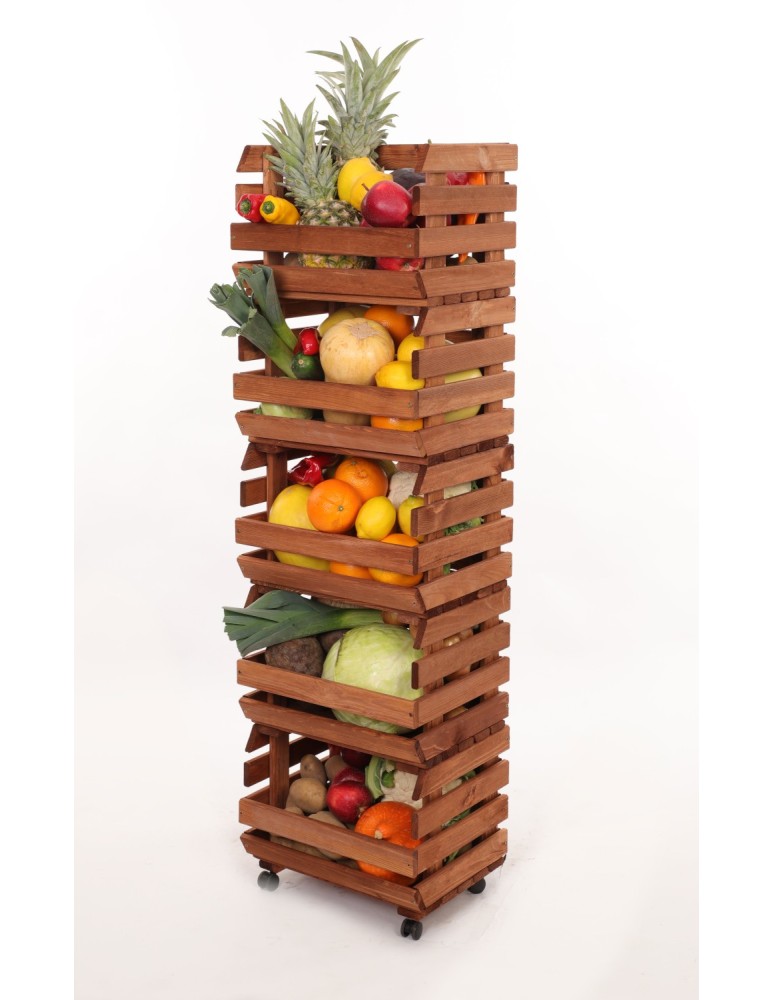 Skrzynie i skrzynki drewniane - Skrzynki na warzywa na kółkach RAWA /szer.37cm -Brązowe - produkt b2b.wamar.biz 6