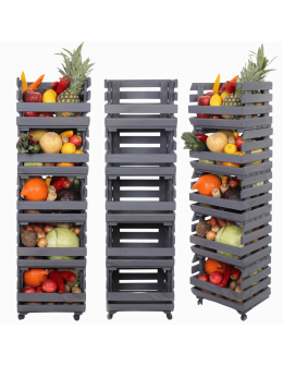 Skrzynki na warzywa na kółkach RAWA /szer.37cm -Szare