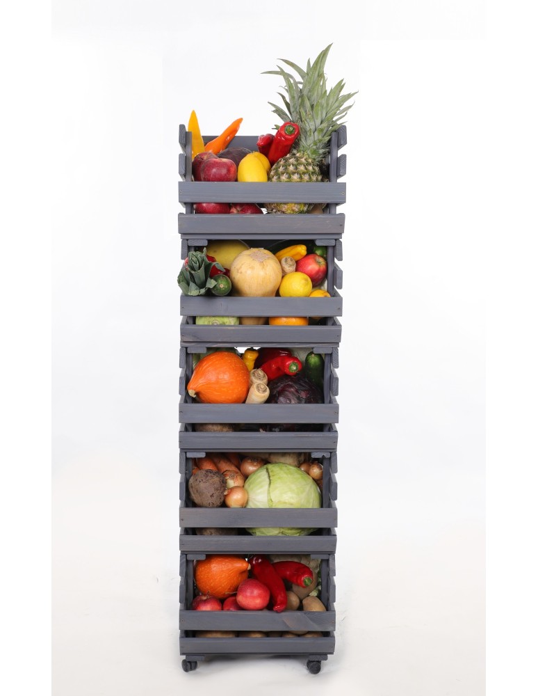 Skrzynie i skrzynki drewniane - Skrzynki na warzywa na kółkach RAWA /szer.37cm -Szare - product b2b.wamar.biz 2