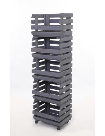 Skrzynie i skrzynki drewniane - Skrzynki na warzywa na kółkach RAWA /szer.37cm -Szare - product 3