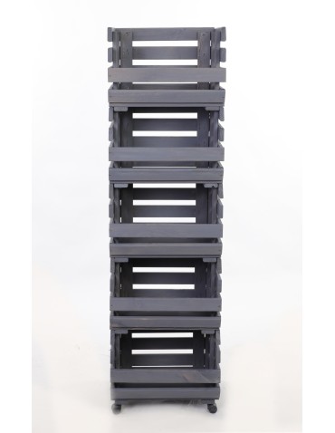 Skrzynie i skrzynki drewniane - Skrzynki na warzywa na kółkach RAWA /szer.37cm -Szare - product 4