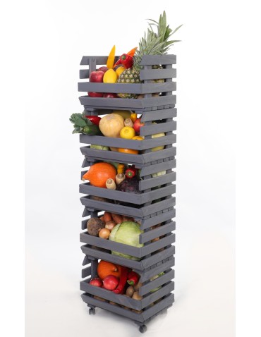 Skrzynie i skrzynki drewniane - Skrzynki na warzywa na kółkach RAWA /szer.37cm -Szare - product 6