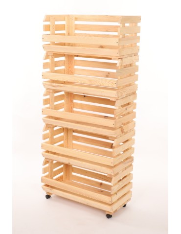 Skrzynie i skrzynki drewniane - Skrzynki na warzywa na kółkach RAWA /szer.57cm - Naturalne - product 3