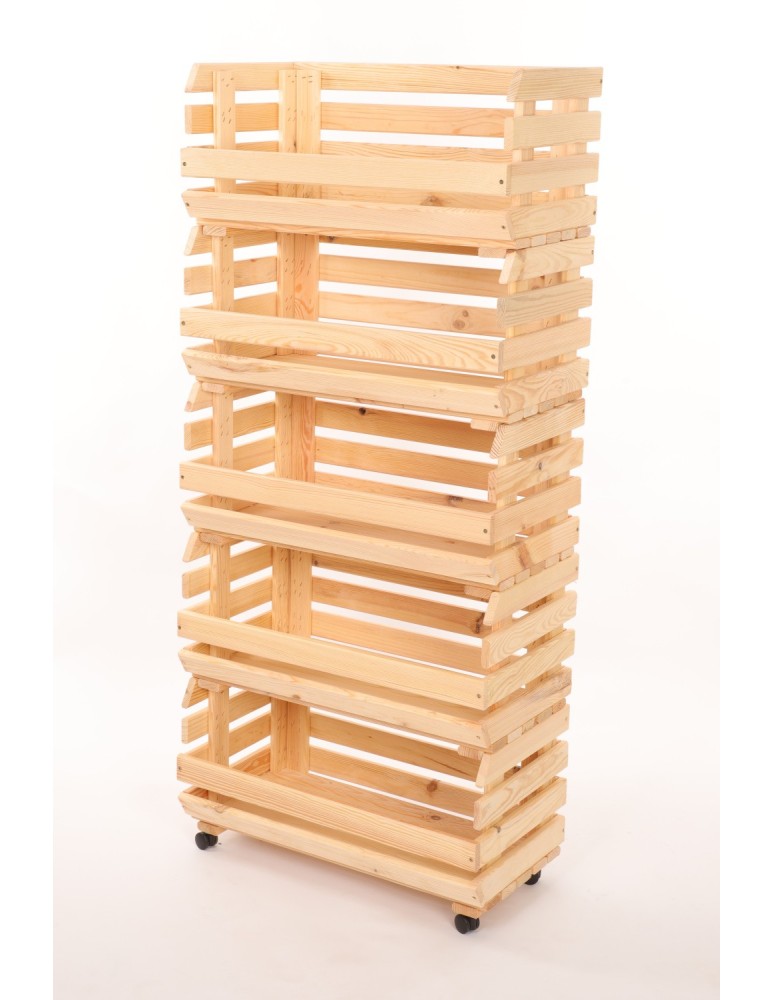 Skrzynie i skrzynki drewniane - Skrzynki na warzywa na kółkach RAWA /szer.57cm - Naturalne - product b2b.wamar.biz 3