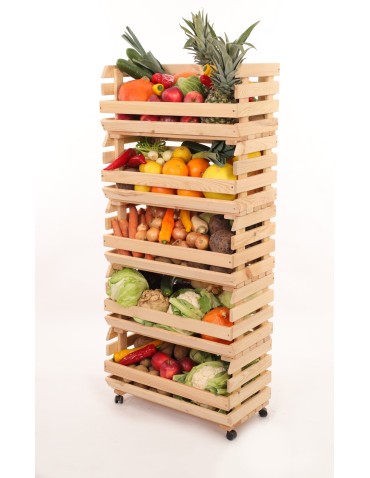 Skrzynie i skrzynki drewniane - Skrzynki na warzywa na kółkach RAWA /szer.57cm - Naturalne - product 6