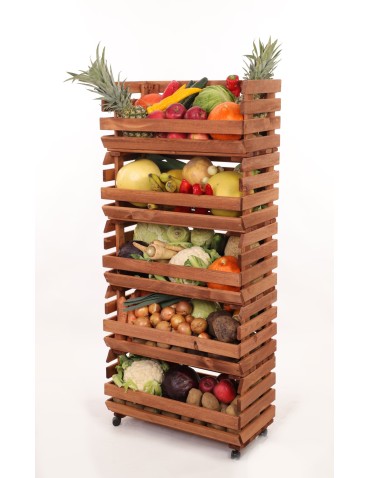 Skrzynie i skrzynki drewniane - Skrzynki na warzywa na kółkach RAWA /szer.57cm - Brązowe - product 6