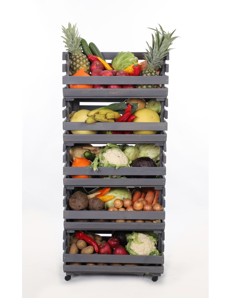 Skrzynie i skrzynki drewniane - Skrzynki na warzywa na kółkach RAWA /szer.57cm - Szare - product b2b.wamar.biz 2