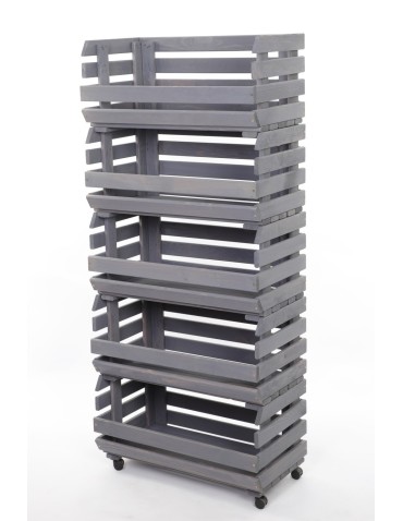 Skrzynie i skrzynki drewniane - Skrzynki na warzywa na kółkach RAWA /szer.57cm - Szare - product 3