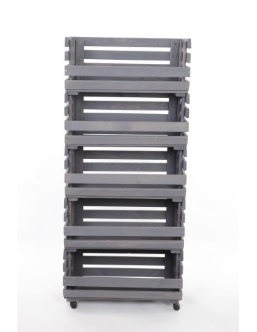 Skrzynie i skrzynki drewniane - Skrzynki na warzywa na kółkach RAWA /szer.57cm - Szare - product 4