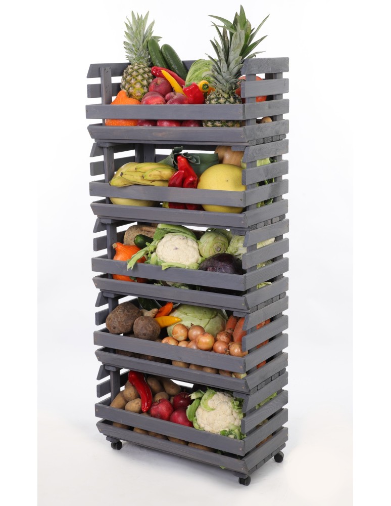 Skrzynie i skrzynki drewniane - Skrzynki na warzywa na kółkach RAWA /szer.57cm - Szare - product b2b.wamar.biz 6