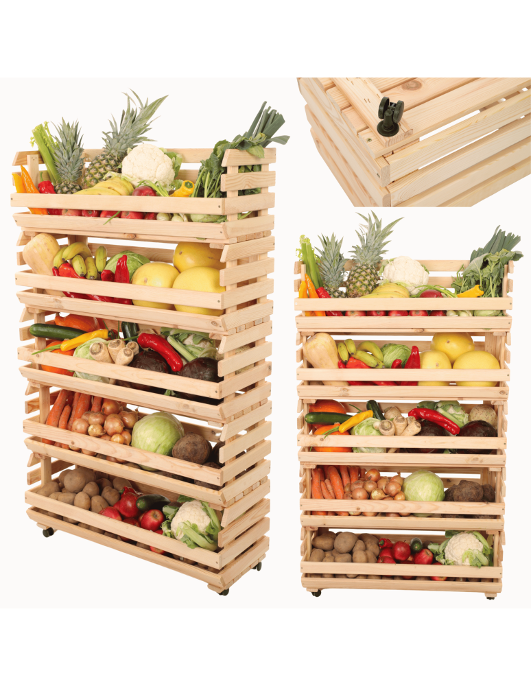 Skrzynie i skrzynki drewniane - Skrzynki na warzywa na kółkach RAWA /szer.77cm - Naturalne - product b2b.wamar.biz 1