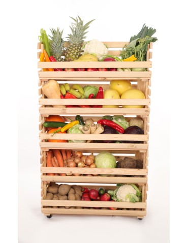 Skrzynie i skrzynki drewniane - Skrzynki na warzywa na kółkach RAWA /szer.77cm - Naturalne - product 3