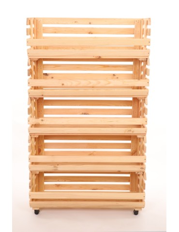 Skrzynie i skrzynki drewniane - Skrzynki na warzywa na kółkach RAWA /szer.77cm - Naturalne - product 5