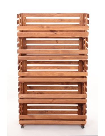 Skrzynie i skrzynki drewniane - Skrzynki na warzywa na kółkach RAWA /szer.77cm - Brązowe - product 4