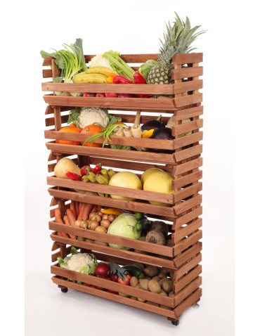 Skrzynie i skrzynki drewniane - Skrzynki na warzywa na kółkach RAWA /szer.77cm - Brązowe - product 6