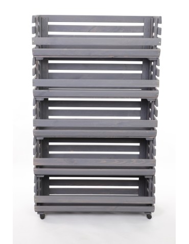 Skrzynie i skrzynki drewniane - Skrzynki na warzywa na kółkach RAWA /szer.77cm - Szare - product 4