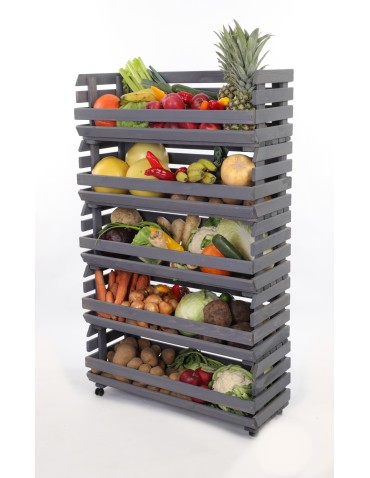 Skrzynie i skrzynki drewniane - Skrzynki na warzywa na kółkach RAWA /szer.77cm - Szare - product 6