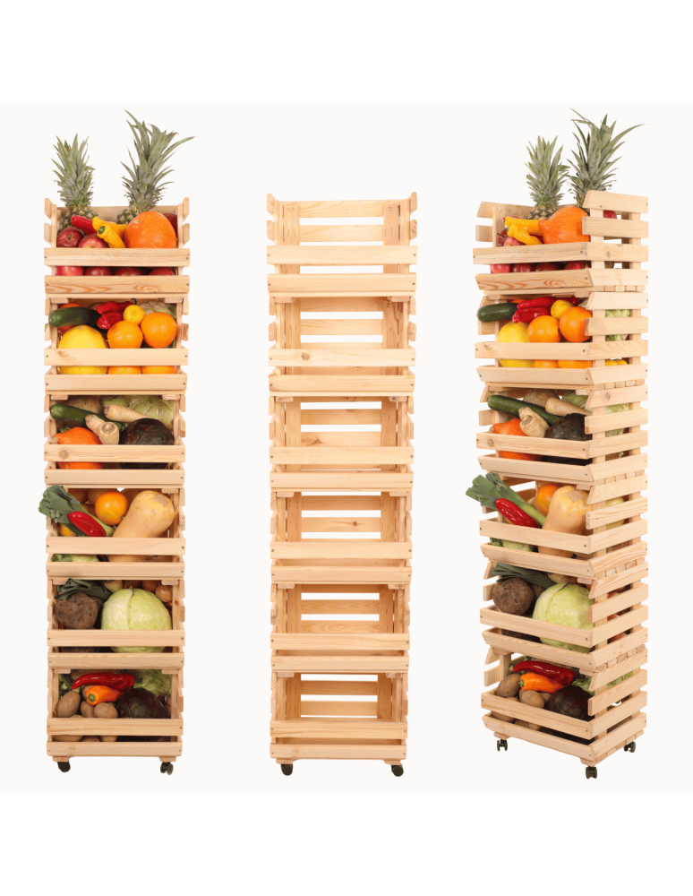 Skrzynie i skrzynki drewniane - Skrzynki na warzywa na kółkach RAWA /szer.37cm - Naturalne - product b2b.wamar.biz 1