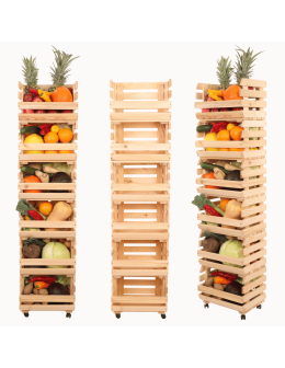 Skrzynki na warzywa na kółkach RAWA /szer.37cm - Naturalne