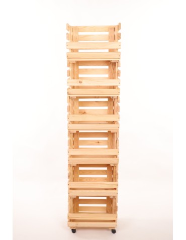 Skrzynie i skrzynki drewniane - Skrzynki na warzywa na kółkach RAWA /szer.37cm - Naturalne - produkt 4