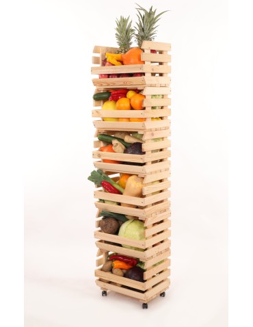 Skrzynie i skrzynki drewniane - Skrzynki na warzywa na kółkach RAWA /szer.37cm - Naturalne - produkt 6