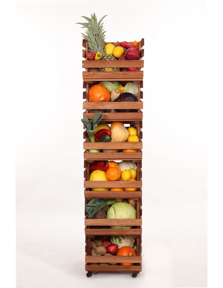 Skrzynie i skrzynki drewniane - Skrzynki na warzywa na kółkach RAWA /szer.37cm -Brązowe - product b2b.wamar.biz 2