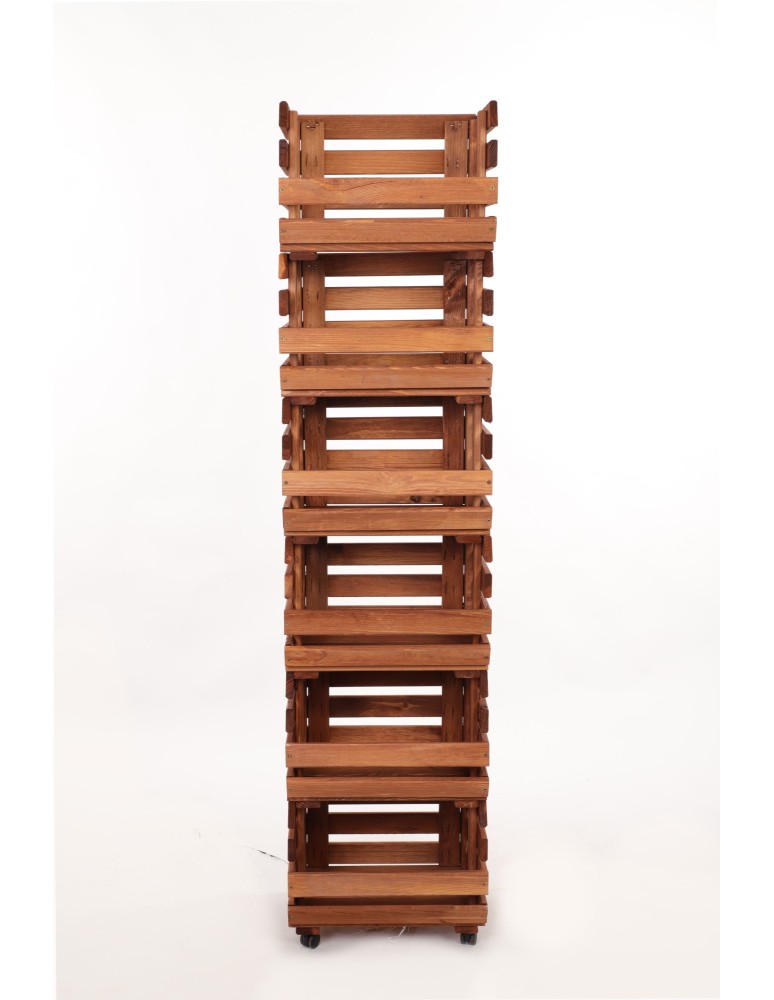 Skrzynie i skrzynki drewniane - Skrzynki na warzywa na kółkach RAWA /szer.37cm -Brązowe - product b2b.wamar.biz 4