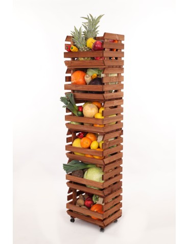 Skrzynie i skrzynki drewniane - Skrzynki na warzywa na kółkach RAWA /szer.37cm -Brązowe - product 6