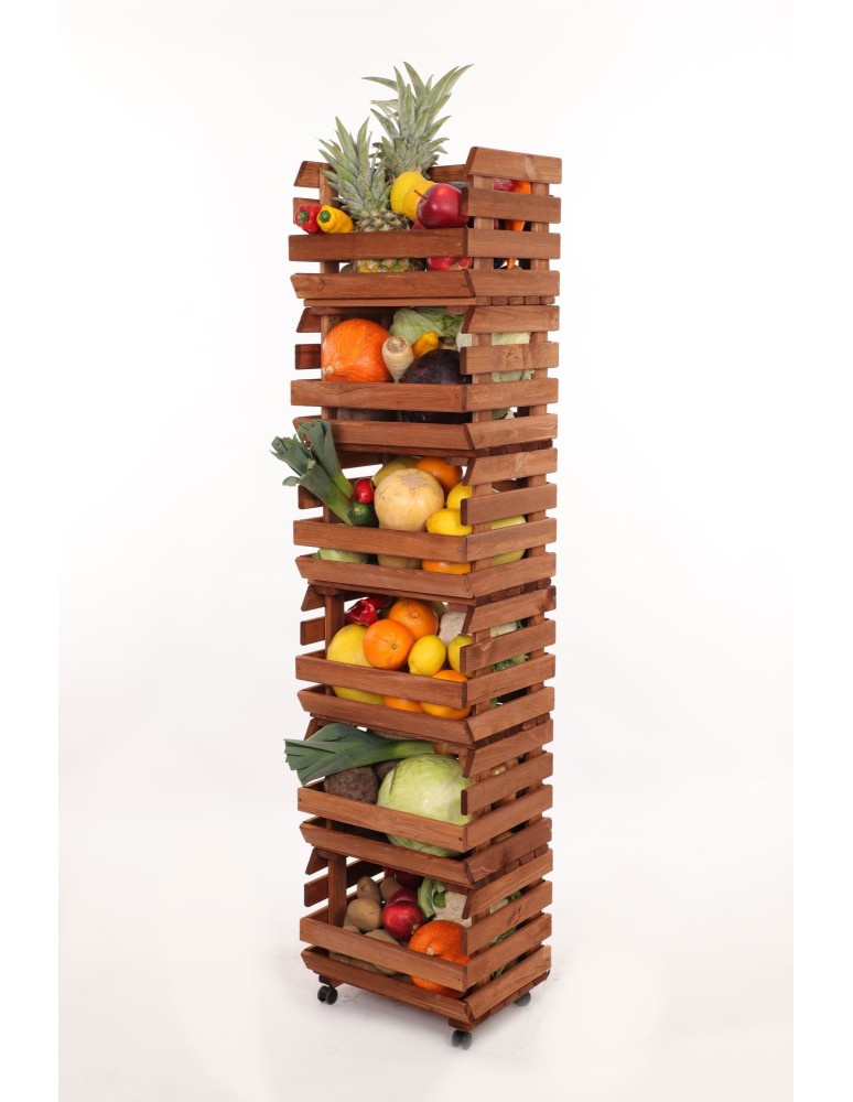 Skrzynie i skrzynki drewniane - Skrzynki na warzywa na kółkach RAWA /szer.37cm -Brązowe - product b2b.wamar.biz 6