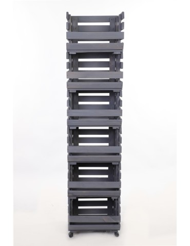 Skrzynie i skrzynki drewniane - Skrzynki na warzywa na kółkach RAWA /szer.37cm -Szare - product 4