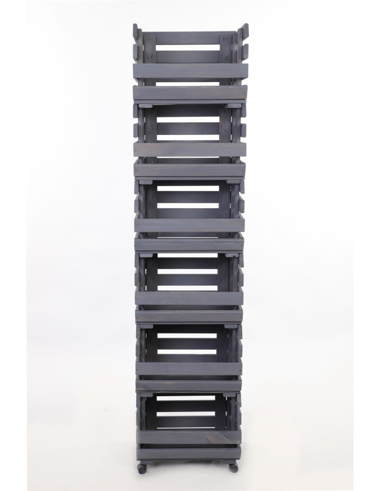 Skrzynie i skrzynki drewniane - Skrzynki na warzywa na kółkach RAWA /szer.37cm -Szare - product b2b.wamar.biz 4