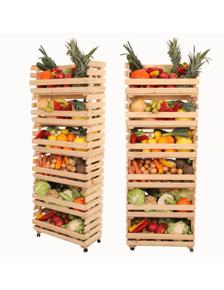 Skrzynie i skrzynki drewniane - Skrzynki na warzywa na kółkach RAWA /szer.57cm - Naturalne - product b2b.wamar.biz 1