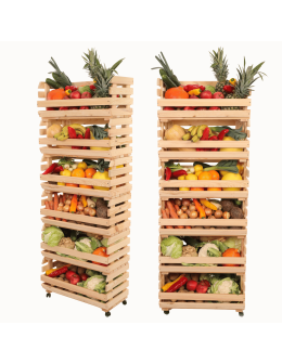 Skrzynki na warzywa na kółkach RAWA /szer.57cm - Naturalne
