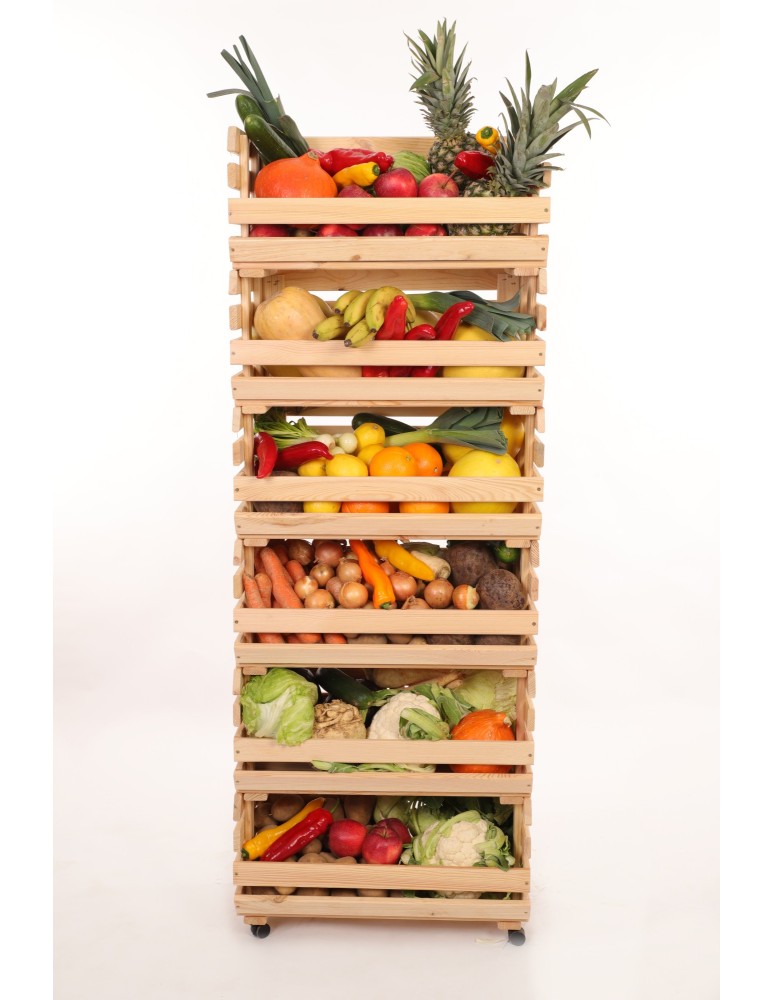 Skrzynie i skrzynki drewniane - Skrzynki na warzywa na kółkach RAWA /szer.57cm - Naturalne - product b2b.wamar.biz 2