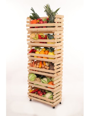 Skrzynie i skrzynki drewniane - Skrzynki na warzywa na kółkach RAWA /szer.57cm - Naturalne - product 6