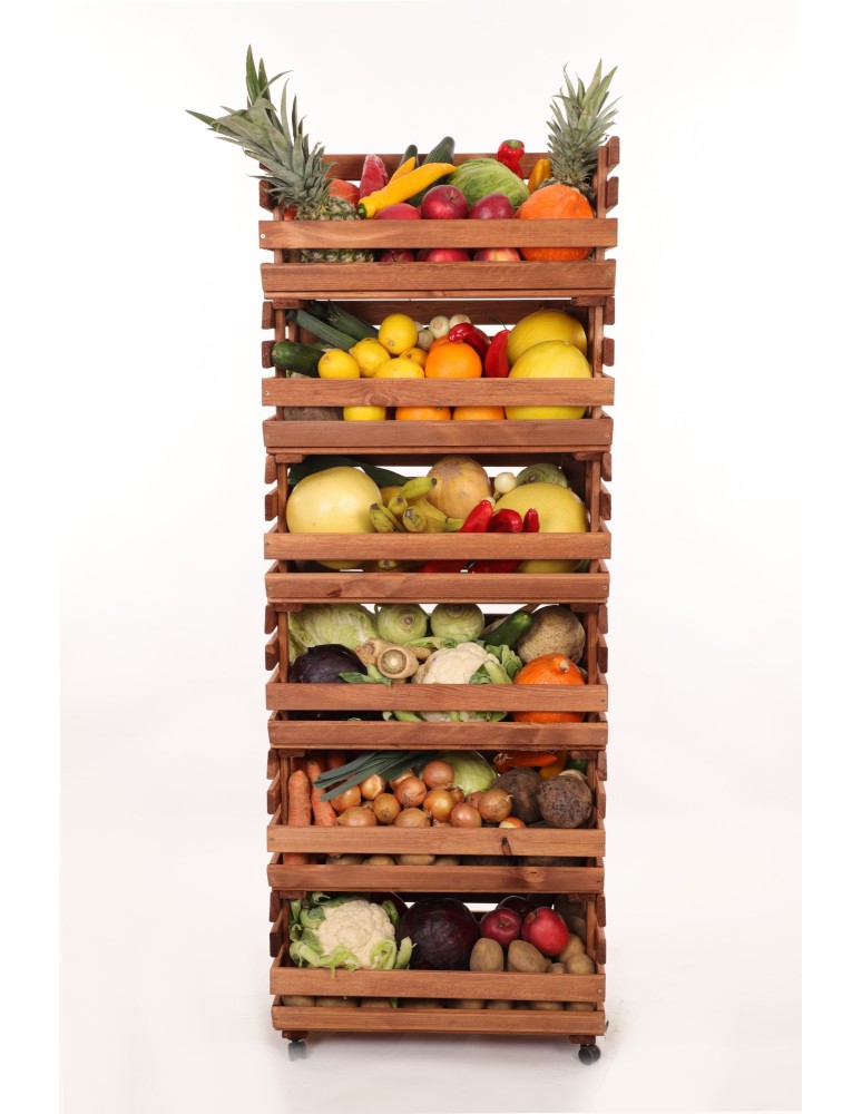 Skrzynie i skrzynki drewniane - Skrzynki na warzywa na kółkach RAWA /szer.57cm - Brązowe - product b2b.wamar.biz 2